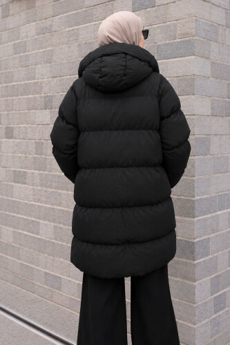 Puffy Oversize Fermuarlı Mont TSD260377 Siyah - 6