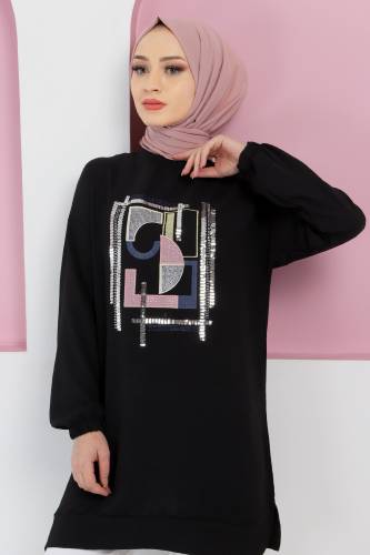 Pul Detaylı Tunik TSD220420 Siyah 