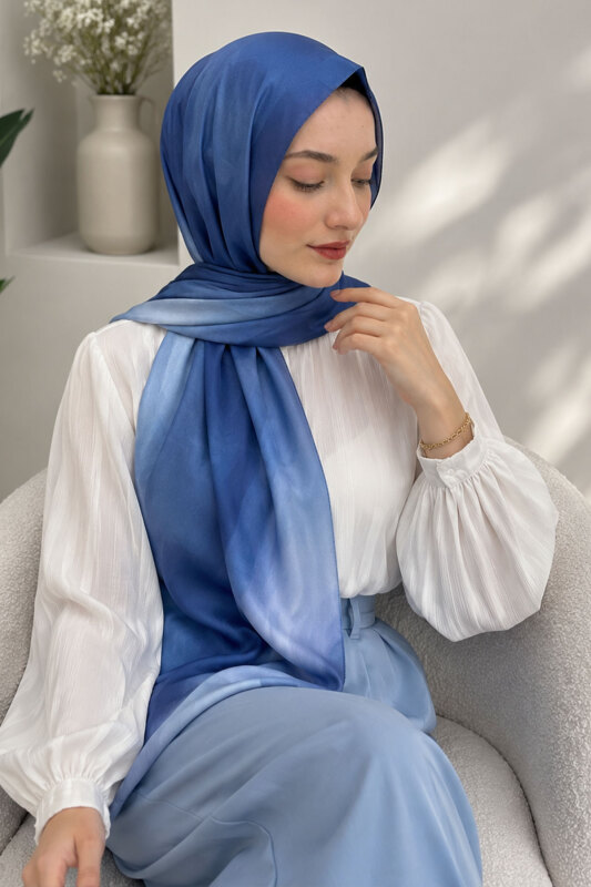 Renk Geçişli Şal TSD260251 İndigo - 3