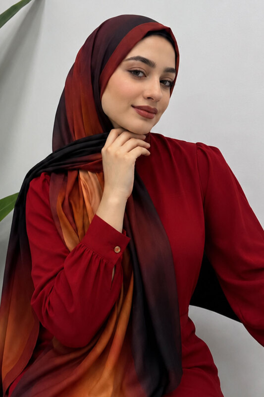 Renk Geçişli Şal TSD260251 Kırmızı - 3