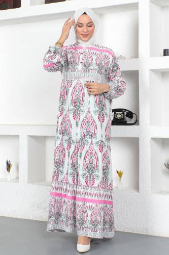 Renkli Elbise TSD230408 Pembe 