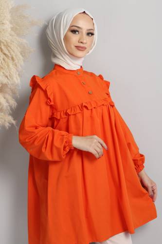 Robalı Fırfırlı Tunik TSD1803 Turuncu 