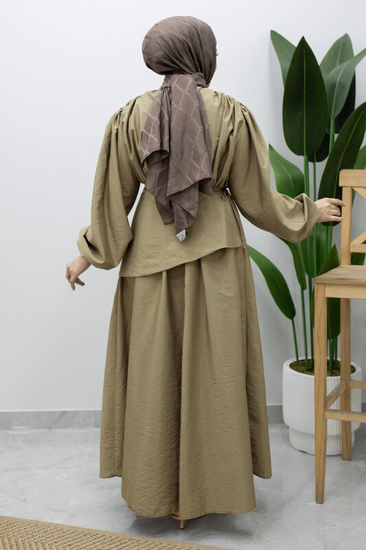 Sahra Seyyar Kemerli Elbise TSD260237 Haki - 6
