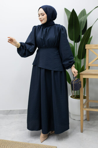 Sahra Seyyar Kemerli Elbise TSD260237 Lacivert - 3
