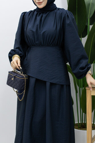 Sahra Seyyar Kemerli Elbise TSD260237 Lacivert - 4