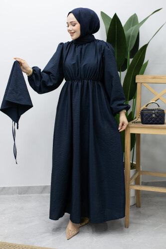Sahra Seyyar Kemerli Elbise TSD260237 Lacivert - 5