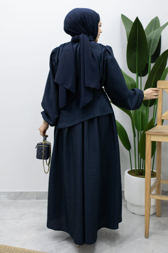 Sahra Seyyar Kemerli Elbise TSD260237 Lacivert - 6