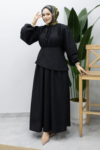 Sahra Seyyar Kemerli Elbise TSD260237 Siyah 