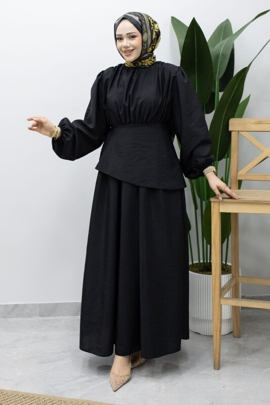 Sahra Seyyar Kemerli Elbise TSD260237 Siyah - 3