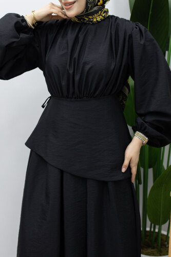 Sahra Seyyar Kemerli Elbise TSD260237 Siyah - 4