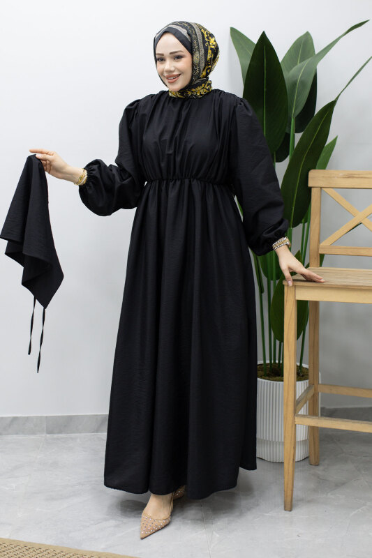Sahra Seyyar Kemerli Elbise TSD260237 Siyah - 5