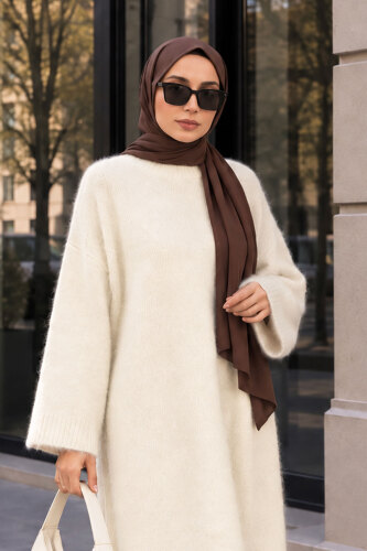 Sakallı Yumuşak Triko Elbise TSD260303 Ekru - 2