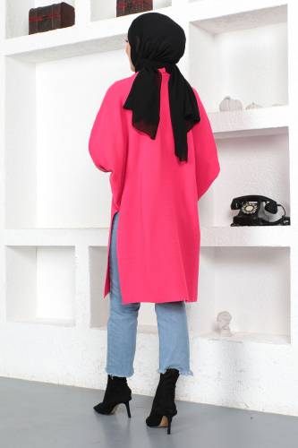 Şal Yaka Triko Hırka TSD230356 Fuşya - 5