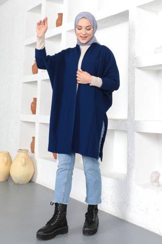 Şal Yaka Triko Hırka TSD230356 Lacivert - Tesettür Dünyası (1)