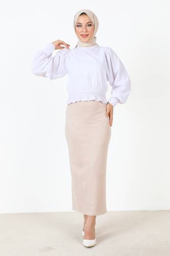 Süet Kalem Etek TSD0034 Bej 