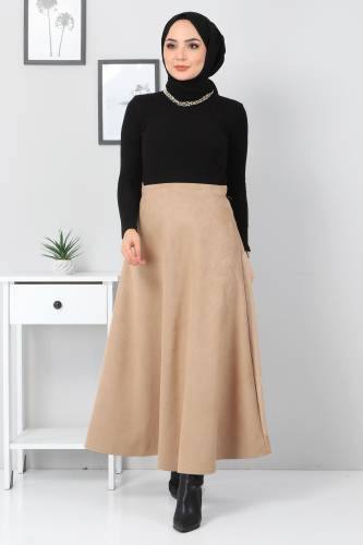 Süet Mevlana Etek TSD0036 Camel 