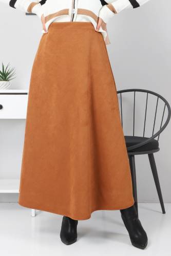 Süet Mevlana Etek TSD0036 Taba - Tesettür Dünyası (1)