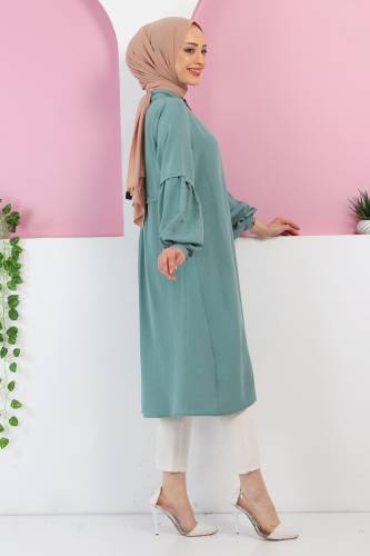 Tahta Düğmeli Tunik TSD220348 Mint Yeşili - 3
