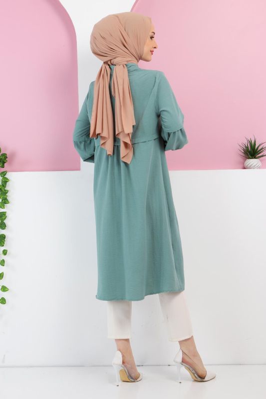 Tahta Düğmeli Tunik TSD220348 Mint Yeşili - 4