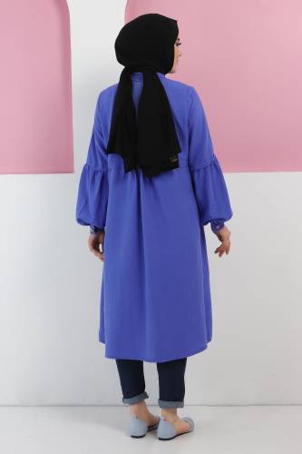 Tahta Düğmeli Tunik TSD220348 Saks Mavisi - 4