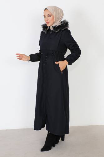Tam Boy Pat Detaylı Mont TSD230910 Lacivert - 4