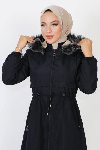 Tam Boy Pat Detaylı Mont TSD230910 Lacivert - 2