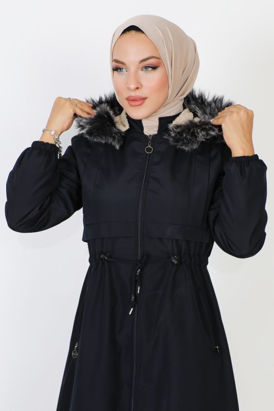 Tam Boy Pat Detaylı Mont TSD230910 Lacivert - 2
