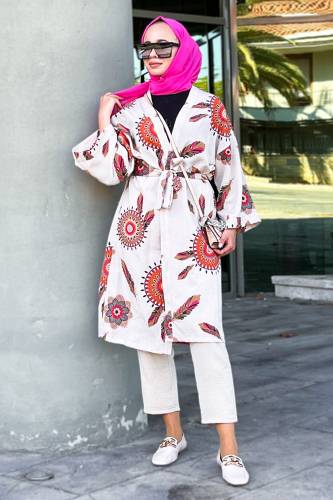 Tüy Desenli Kimono TSD220849 Fuşya 