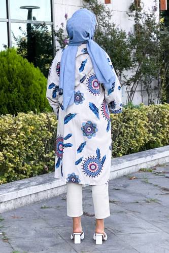 Tüy Desenli Kimono TSD220849 Mavi - 5
