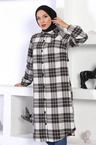 Uzun Boy Oduncu Gömlek TSD221003 Kahverengi - 4