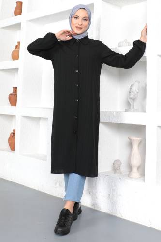 Uzun Boy Tunik TSD230359 Siyah - Tesettür Dünyası (1)