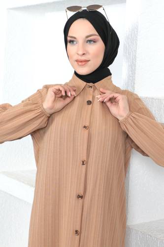 Uzun Boy Tunik TSD230359 Taba - Tesettür Dünyası (1)