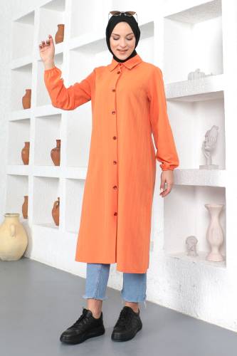 Uzun Boy Tunik TSD230359 Turuncu - Tesettür Dünyası (1)