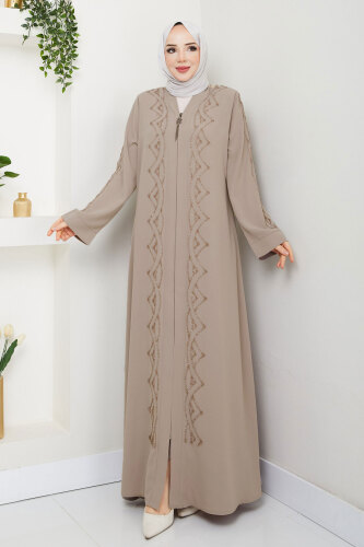 V Yaka Abaya TSD250123 Bej 