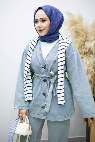 Vera Denim Takım TSD250104 Buz Mavisi - TESETTÜR DÜNYASI (1)