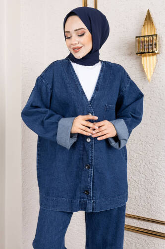 Vera Denim Takım TSD250104 Koyu Mavi - Tesettür Dünyası (1)