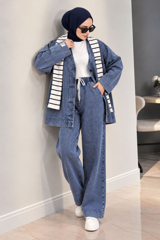 Vera Denim Takım TSD250104 Mavi - Tesettür Dünyası