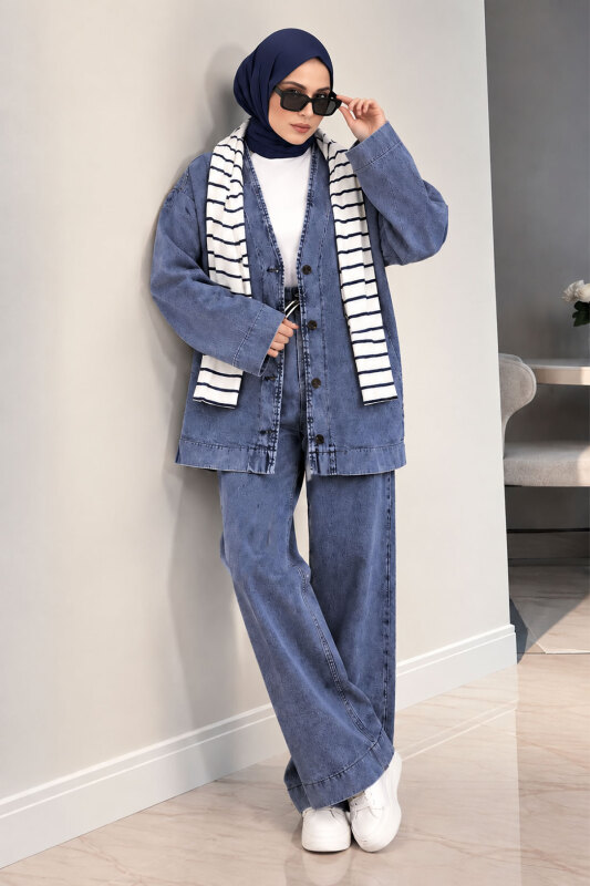 Vera Denim Takım TSD250104 Mavi - 5