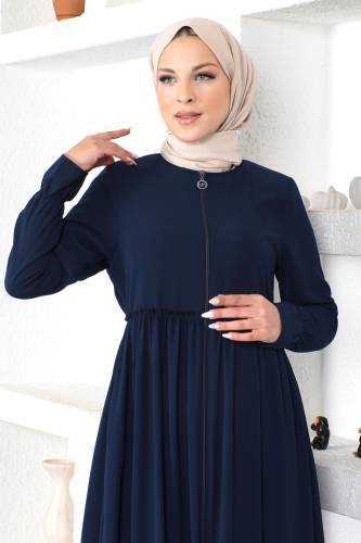 Volanlı Tesettür Ferace TSD230335 Lacivert - Tesettür Dünyası (1)