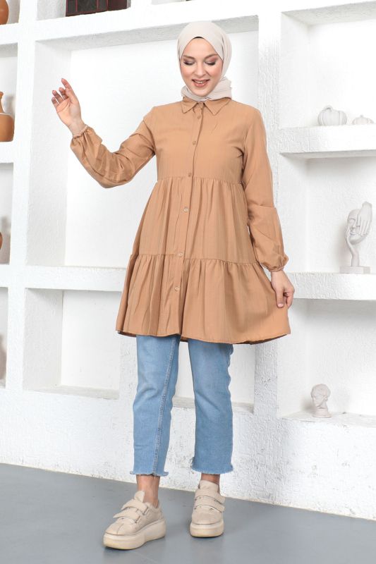 Volanlı Tunik TSD230370 Camel - 3