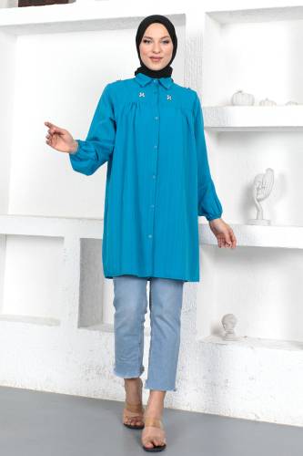Omuzu Taşlı Tunik TSD230371 Mavi 