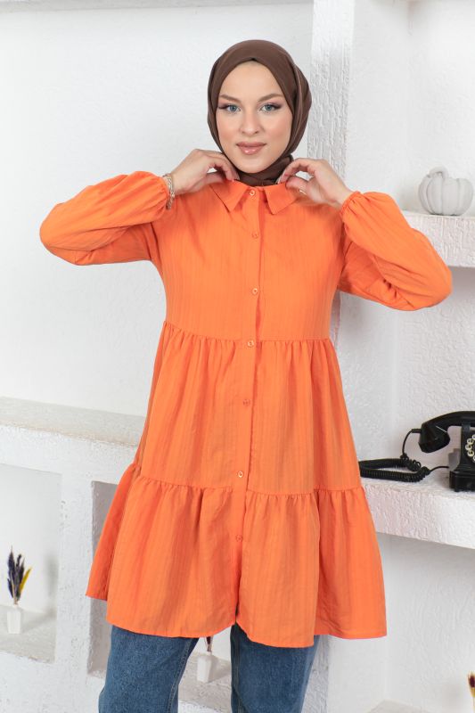 Volanlı Tunik TSD230370 Turuncu - 3