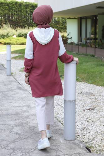 Yakası Fermuarlı Tunik TSD220529 Gül Kurusu - 5