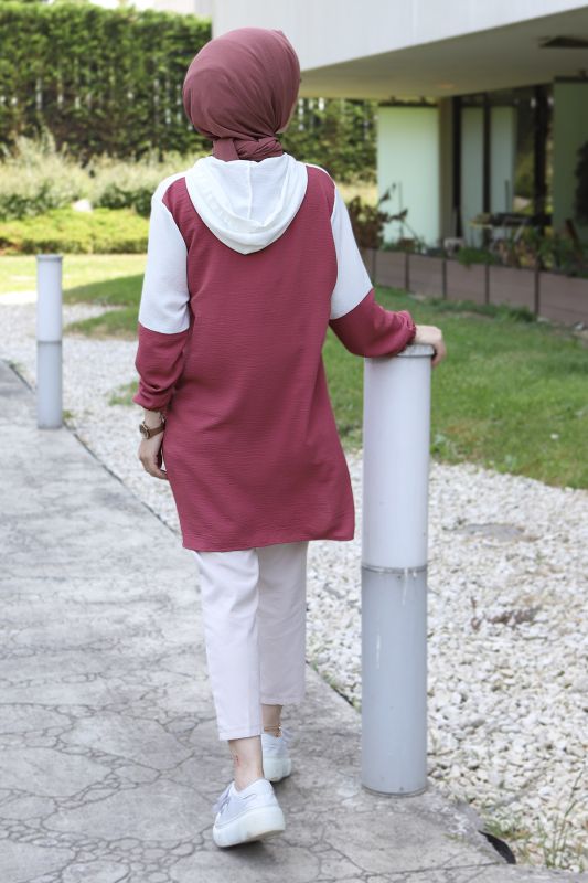 Yakası Fermuarlı Tunik TSD220529 Gül Kurusu - 5