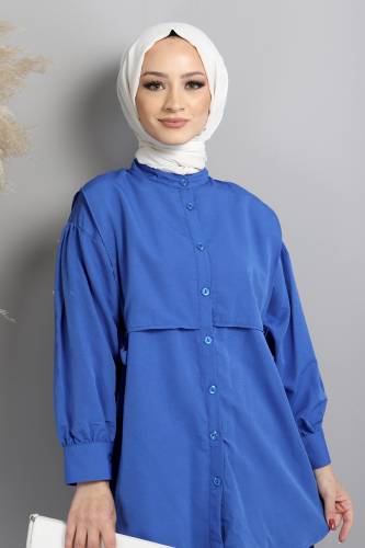 Yandan Bağlamalı Tunik TSD220643 Saks Mavisi - Tesettür Dünyası (1)