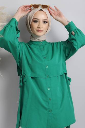 Yandan Bağlamalı Tunik TSD220643 Yeşil - Tesettür Dünyası (1)