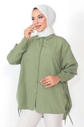 Yanı Büzgülü Tunik TSD230902 Mint Yeşili - Tesettür Dünyası (1)