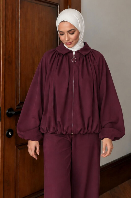 Yarasa Kol Oysho Takım TSD260309 Mürdüm - Tesettür Dünyası (1)