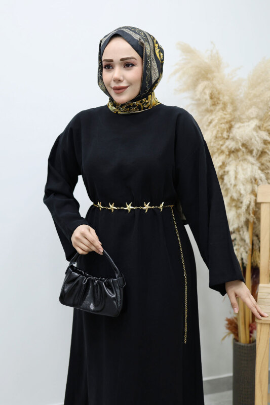Yıldız Kemerli Elbise TSD260139 Siyah - 2
