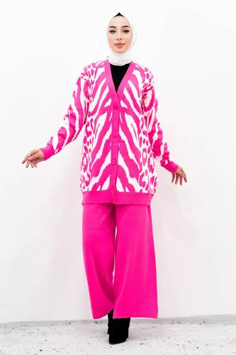 Zebra Desenli Triko Takım TSD221009 Pembe 